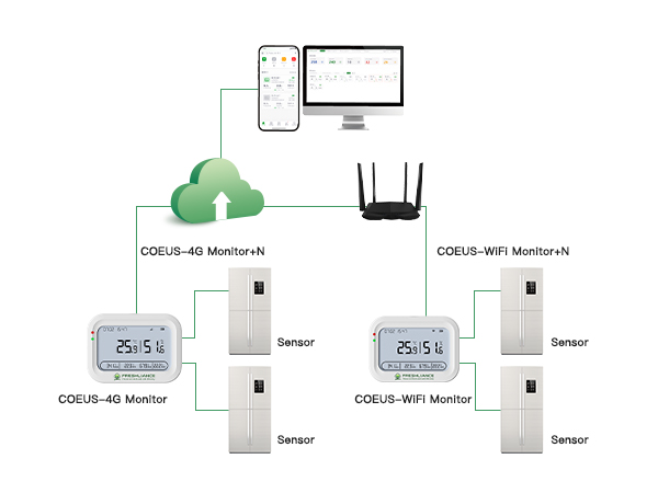 COEUS-WIFI HACCP Funk-Datenlogger für die Temperatur und Feuchte